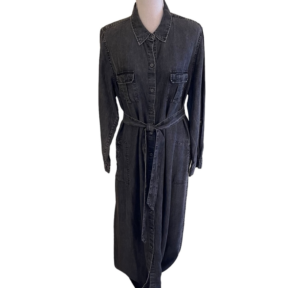 Soft Surroundings Grey Tencel Maxi Shirt Dress XLP